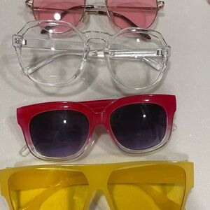 Stylish Sunglasses Set - Pink, Clear, Red, Yellow